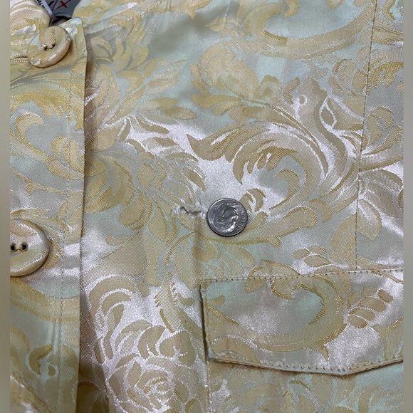 AVENUE JEANS Women's Jacket Blazer Yellow Gold Shimmer Lined 4 Pockets 26/28 - Picture 4 of 4